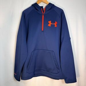Under Armour Navy Half-Zip Hoodie with Orange Logo
